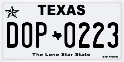 TX license plate DOP0223