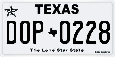 TX license plate DOP0228