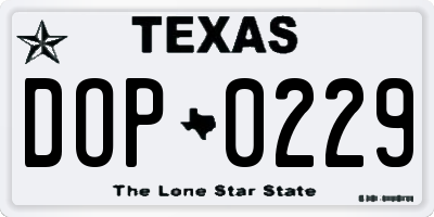 TX license plate DOP0229