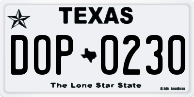 TX license plate DOP0230