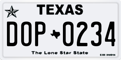 TX license plate DOP0234