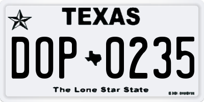 TX license plate DOP0235