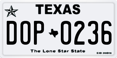 TX license plate DOP0236
