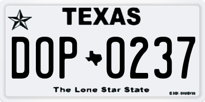 TX license plate DOP0237