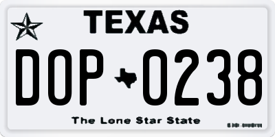 TX license plate DOP0238