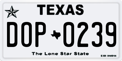 TX license plate DOP0239