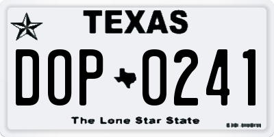 TX license plate DOP0241