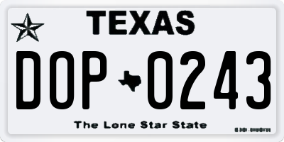 TX license plate DOP0243