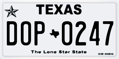 TX license plate DOP0247