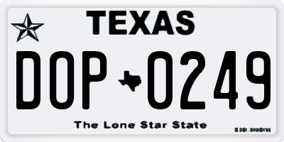 TX license plate DOP0249