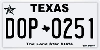 TX license plate DOP0251