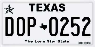 TX license plate DOP0252