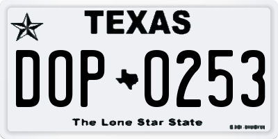 TX license plate DOP0253