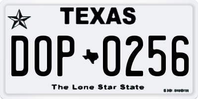 TX license plate DOP0256