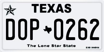 TX license plate DOP0262