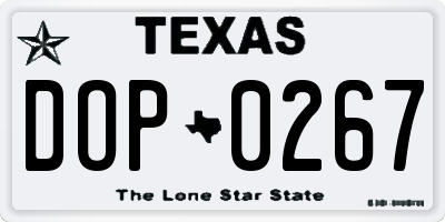 TX license plate DOP0267