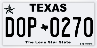 TX license plate DOP0270