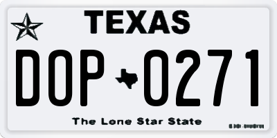 TX license plate DOP0271