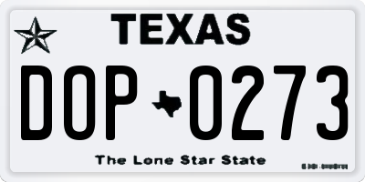 TX license plate DOP0273