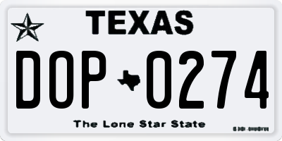 TX license plate DOP0274