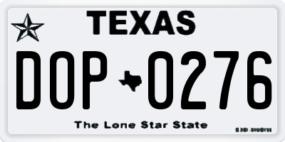 TX license plate DOP0276