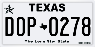 TX license plate DOP0278