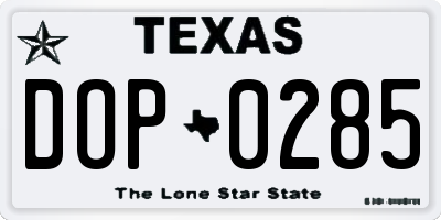 TX license plate DOP0285