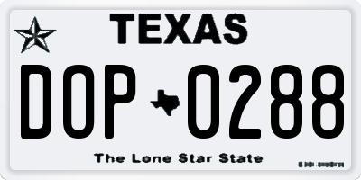 TX license plate DOP0288