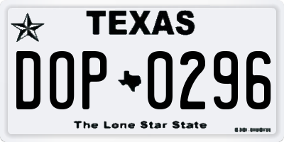 TX license plate DOP0296