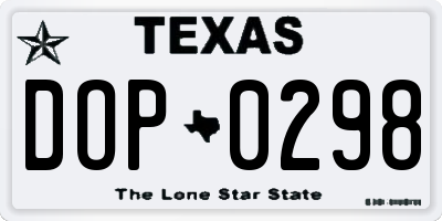 TX license plate DOP0298