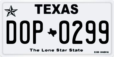 TX license plate DOP0299