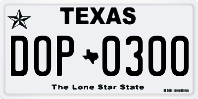TX license plate DOP0300