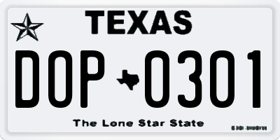 TX license plate DOP0301