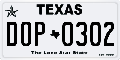 TX license plate DOP0302