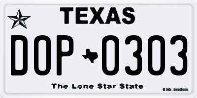 TX license plate DOP0303