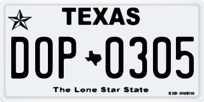 TX license plate DOP0305