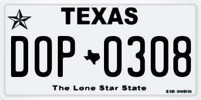 TX license plate DOP0308