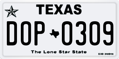 TX license plate DOP0309
