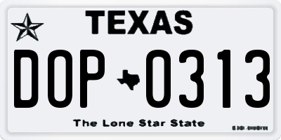 TX license plate DOP0313