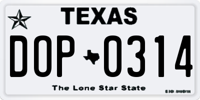 TX license plate DOP0314