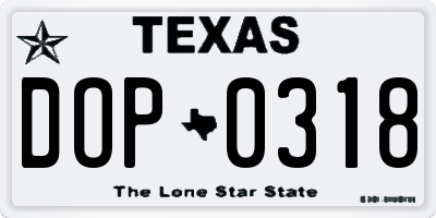 TX license plate DOP0318