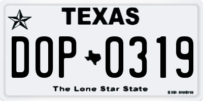 TX license plate DOP0319