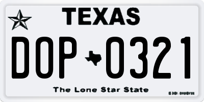 TX license plate DOP0321