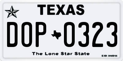 TX license plate DOP0323
