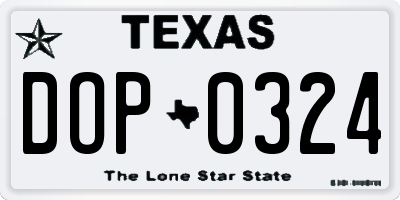 TX license plate DOP0324