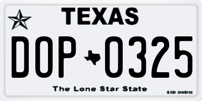 TX license plate DOP0325