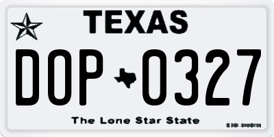 TX license plate DOP0327