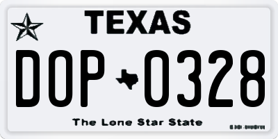 TX license plate DOP0328
