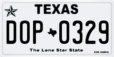 TX license plate DOP0329