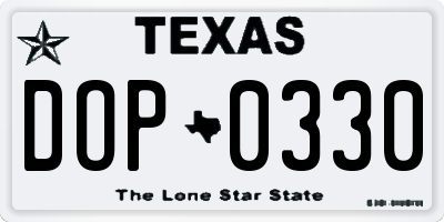 TX license plate DOP0330